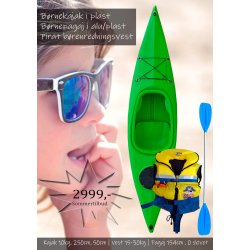 Brnekajak | Havkajak til brn - Komplet med Redningsvest &amp; Pagaj 