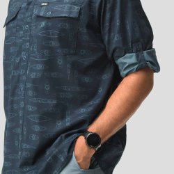 NRS Men�s Long-Sleeve Guide Shirt Navy Kayak 