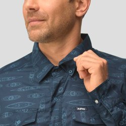 NRS Men�s Long-Sleeve Guide Shirt Navy Kayak 
