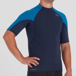NRS I Mens HydroSkin 0.5 Short-Sleeve Shirt Navy/Mykonos