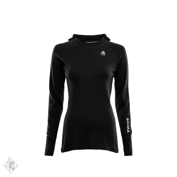 ACLIMA | WarmWool Hood Sweater Women Jet Black 2ND layer | Bekldning Havkajak - Httetrje i Merino
